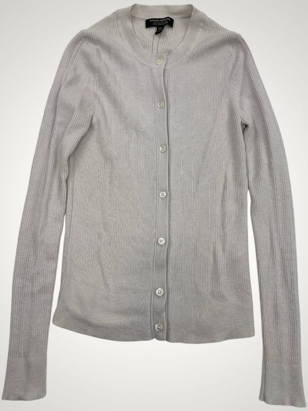 Banana Republic 100% Merino Wool Button Cardigan Sweater Light Gray Women's XS